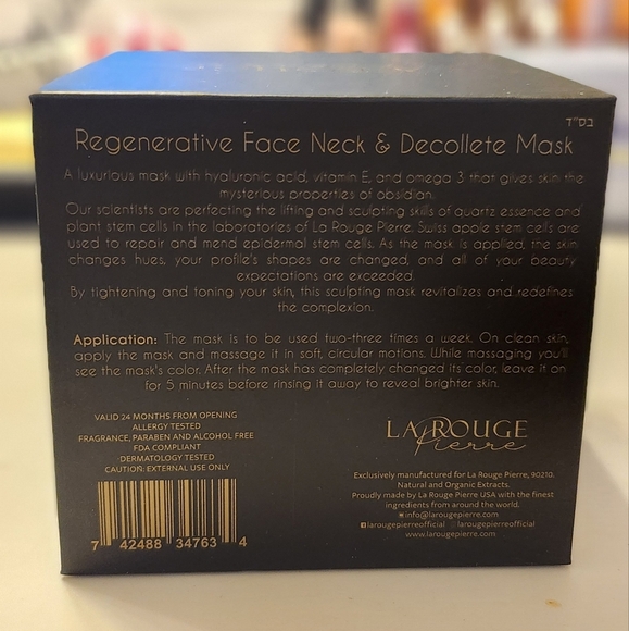 Regenerative Face, Neck/Decollete Mask-La Rouge Pierre Obsidian Collection - Picture 5 of 6